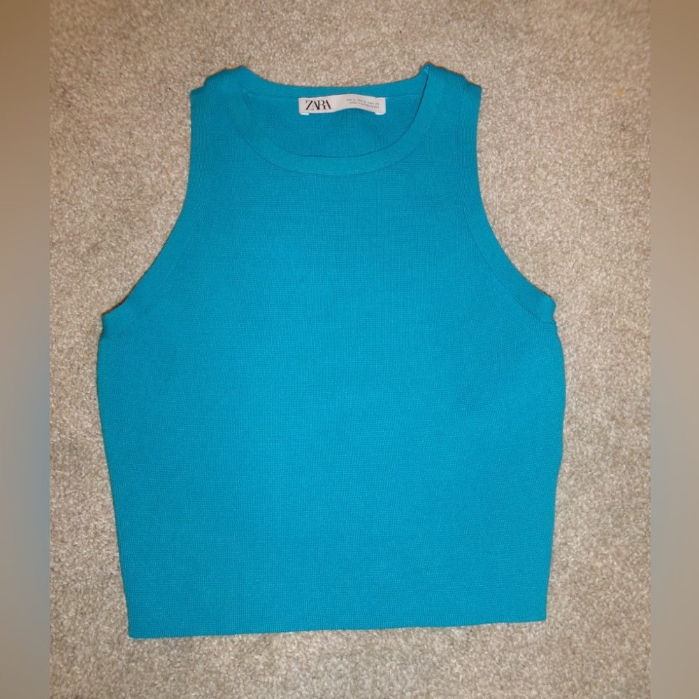 ZARA BLUE RIBBED TANK SIZE SMALL